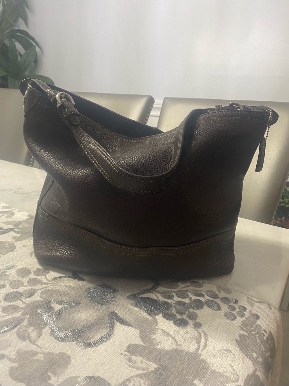 Coach Dark Brown Pebbled Leather Hobo Bag Vintage - Picture 2 of 10